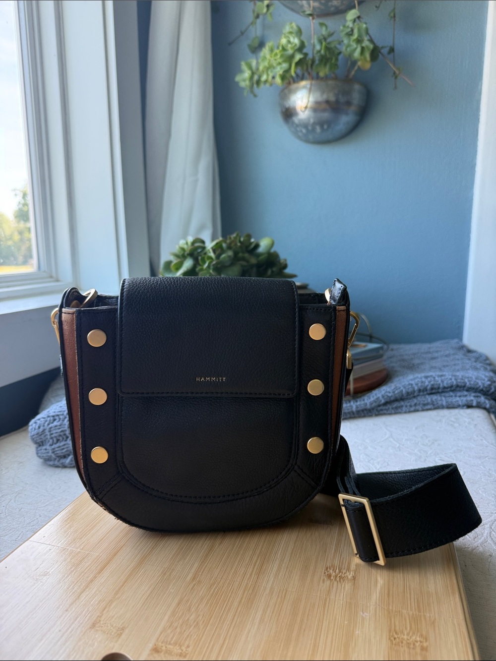 Hammitt Kayce Medium Saddle Crossbody (Neutral Multi - Black/Tan)